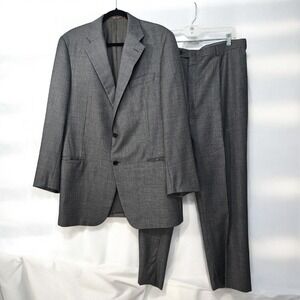 Hickey Freeman Suit Loro Piana Tasmanian Wool Two-Piece‎ Gray Mens 46 Long Union